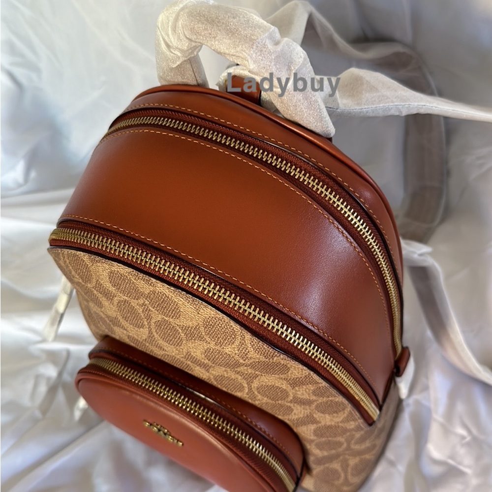 ❇️NWT Coach retail Carrie Backpack 23 In Signature Canvas - Picture 7 of 16